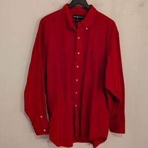 Ralph Lauren Blake Red Orange Corduroy Long Sleeve Button Up Shirt XXL